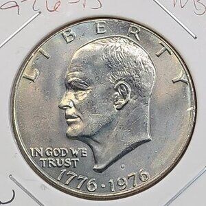 1976-D Ike Bicentennial Dollar... Type 1... Uncirculated... In Protective Holder